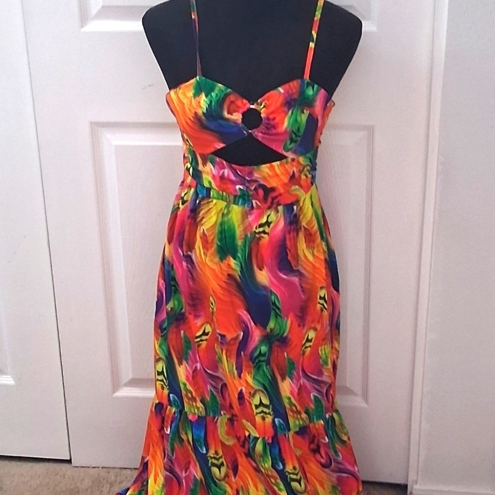 Metamorphosis Colorful Maxi Dress With Cut Outs   Size M